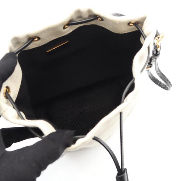 Prada Mistolino pouch bag canvas Saffiano leather Ivory White black - Picture 3 of 6